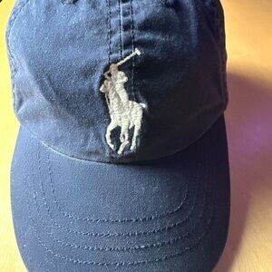 Ralph Lauren Navy Cap with White Polo Pony Embroidery